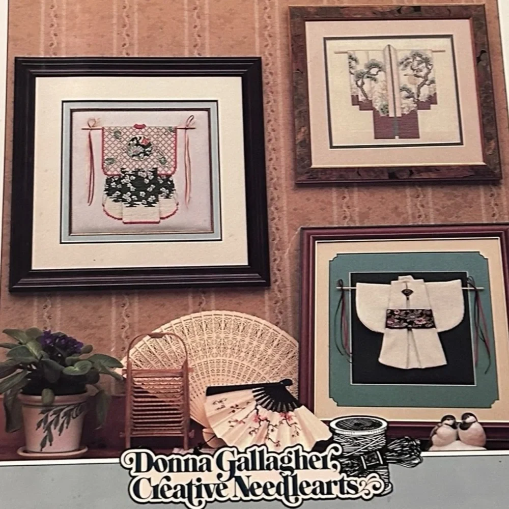 VTG 1990 Donna Gallagher Kimono Cross Stitch Pattern Leaflet No 879 Needlearts